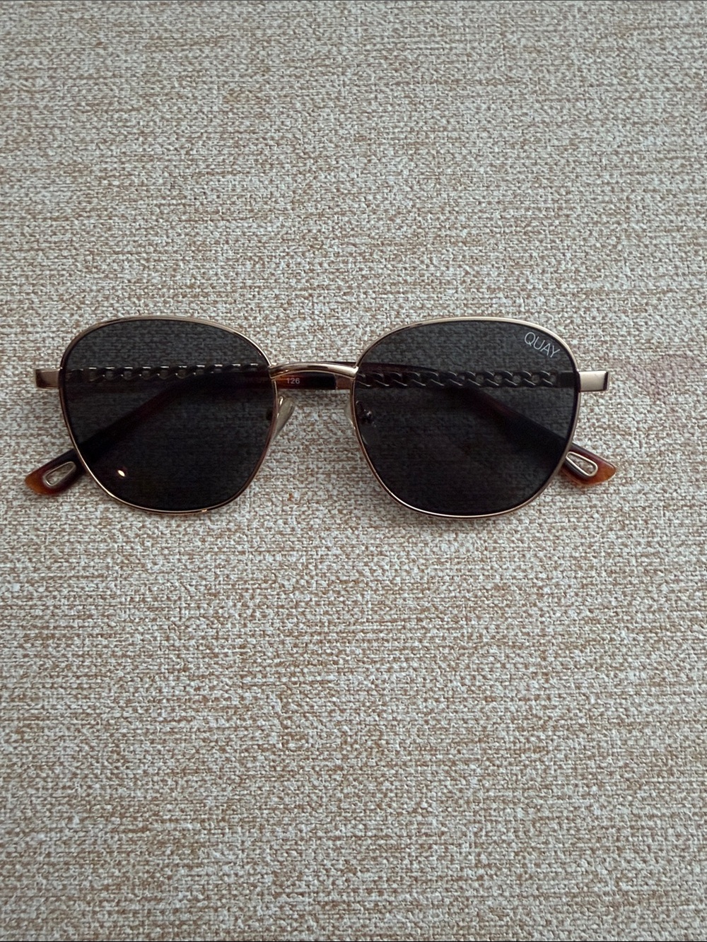Quay Australia Gold Frame Sunglasses with Black Lenses